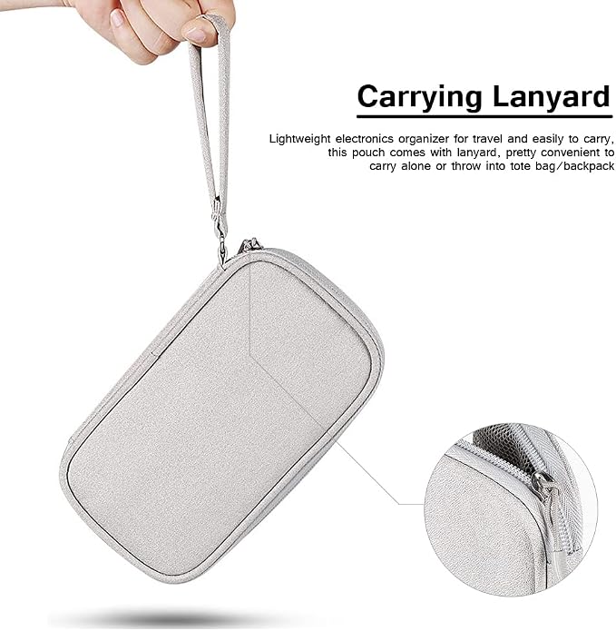 Electronics Organizer Bag Pouch Cable Charger Organizer Travel Shockproof Cord Carrying Case for Earphone Powerbank USB Hard Drive SD Card (Pink) - Image 4