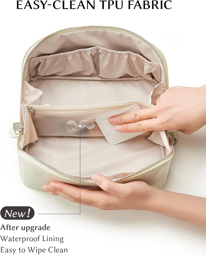 EACHY Large Capacity Travel Makeup Bag for Women, Cosmetic Pouch, Green | Large-capacity zippered cosmetic pouch organizes makeup and toiletries as a travel makeup bag or toiletry bag for women - Image 3