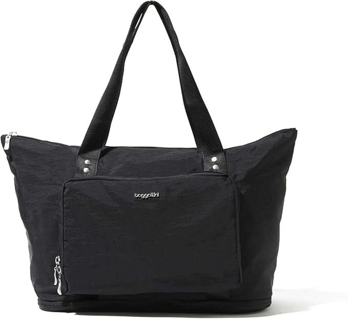 Baggallini Carryall Expandable Lightweight Travel Tote 22" Packable Folding Compact Nylon Washable Weekender w/Luggage Sleeve by baggallini
