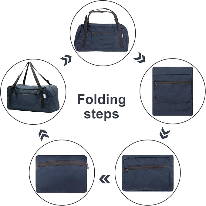 HOLYLUCK Foldable Travel Duffel Bag For Women & Men Luggage Great for Gym (Navy Blue) - Image 5