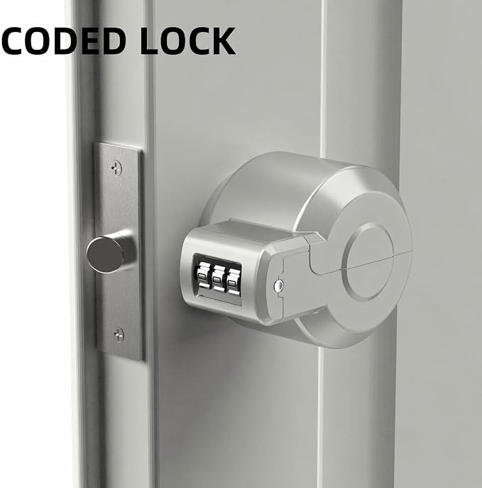 PUGED Door Knob Lockout Device Cover to Disable Doorknob/Faucet/Water Valve Hose Lock Door Handle Temporary Lock for Bedroom Door from Outside Door Handle Without Drilling (2, Silver) - Image 3