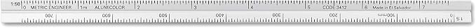 Alumicolor Aluminum Engineer Metric Pocket Scale, 15CM, Silver - Image 2