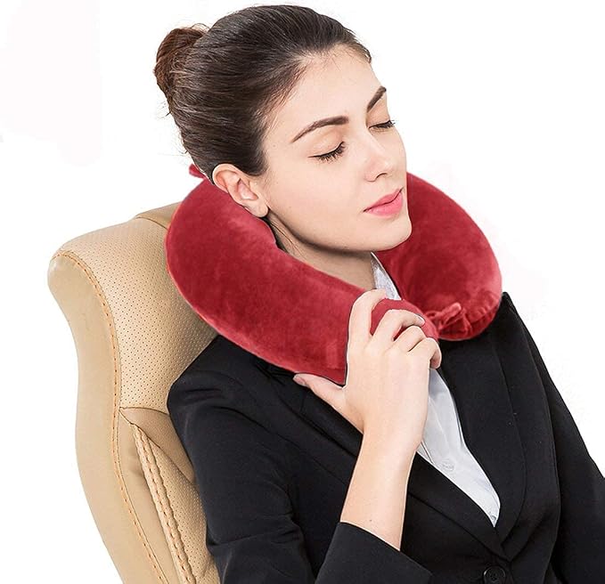 GDEOUP Travel Pillow - Memory Foam Neck Pillow Support Pillow,Luxury Compact & Lightweight Quick Pack for Camping,Sleeping Rest Cushion (Red) - Image 4