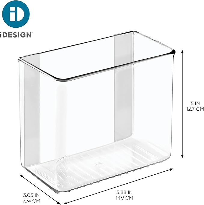 iDesign Adhesive Organizer Bin, Set of 4, Clear | Damage-Free Hanging, For Kitchen, Bathroom, or Office - Image 4