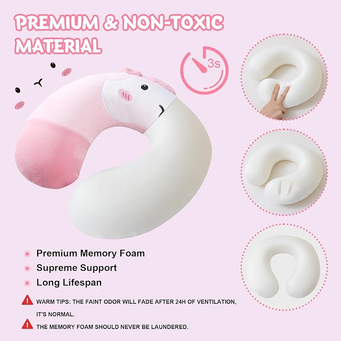 Cirorld Travel Pillow for Kids Adult Cute Neck Pillow for Traveling Memory Foam Airplane Pillow Sleep Mask Animal Flight Pillow Head Rest Neck Support for Cars Long Flights (Sheep, 9-12 Y/O) - Image 4