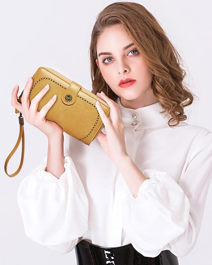 TFKGS Wallet for Women RFID Blocking Leather Large Capacity Card Holder Ladies Phone Clutch Travel Long Purse Wristlet | RFID Blocking - Image 6