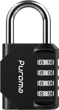 Puroma 1 Pack Combination Lock Locker 4 Digits Combo Padlock Gym Black | For School Gate Fence Toolbox Hasp Storage, Outdoor, Resettable, Weatherproof, Side Window, Crack Cut Resist, Hardened Steel by Puroma