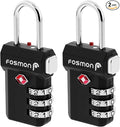 Fosmon TSA Approved Luggage Locks, 3 Digit Combination, 2 Pack Black | Push Release Button, Extra Security, Suitcase Travel Lock, Backpack Zipper Anti Theft, Gym Locker Gun Case Lock by Fosmon