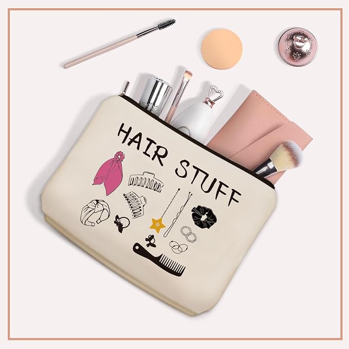 Mom Gifts Hair Stuff Makeup Bag: Hair Accessories Themed Cosmetic & Toiletry Organizer Pouch For Teen Girls & Women Hairstylist Sisters, Friends.Ideal Mom Gift For Travel, Birthdays. - Image 5