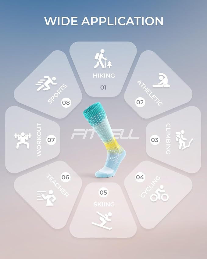 FITRELL 4 Pairs Compression Socks for Women & Men, 15-20mmHg Circulation Support for Athletic Travel Daily Wear - Image 7