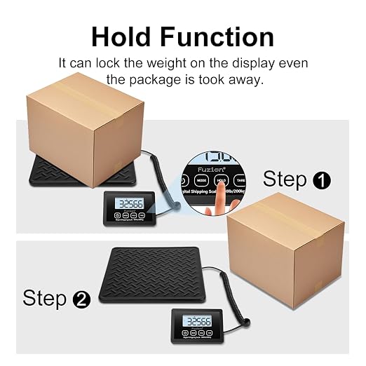Fuzion Shipping Scale, 440LB x 10g High Accuracy Digital Postal Scale | Durable Alloy Steel Platform, Heavy Duty Scale for Packages, Luggage, Large Floor Scale Battery and AC Adapter Included - Image 6
