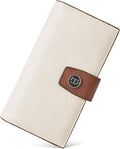 BOSTANTEN Womens Leather Wallet RFID Large Capacity Credit Card Holder | 20 Card Slots, Phone Holder, Zipper Coin Pocket, Clutch Wallet, Long Bifold, Ladies Gifts, Apricot by BOSTANTEN
