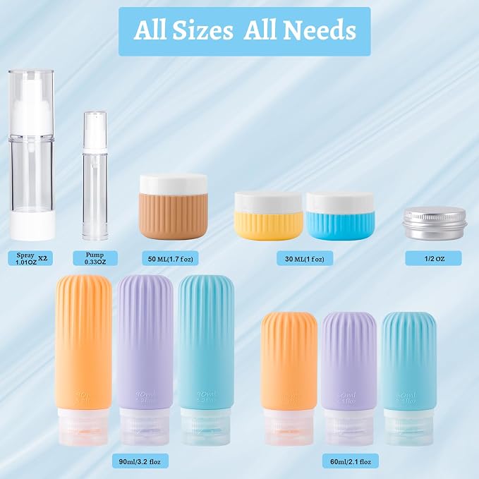 Silicone Travel Bottles, 25 Pack TSA Approved Travel Size Containers for Toiletries, Leak Proof Refillable & Squeezable Toiletry Bottles Kit with Clear Bag for Shampoo Lotion Cream Conditioner - Image 2