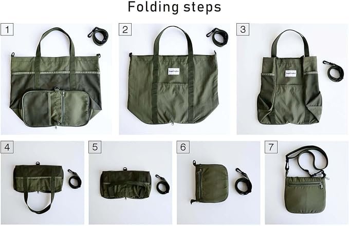 Foldable Travel Tote Bag, Water-Resistant Tote Bag with 3 External Mesh Pockets for Travel, Daily Use, Outdoor - Image 7