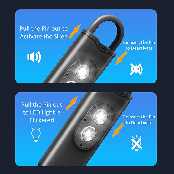Halo-Siren Keychain, HaloSiren Personal Safety Alarm - 130db Loud Alarm Keychain with LED Strobe Light, Compact Emergency Siren (Double Flashing Lights - White + Copper Ring) - Image 6
