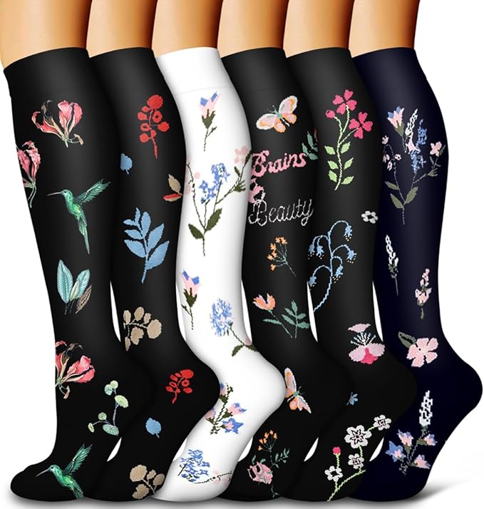 6 Pack Copper Compression Socks for Women and Men Circulation-Best Support for Medical,Running,Nursing,Athletic by Bluemaple