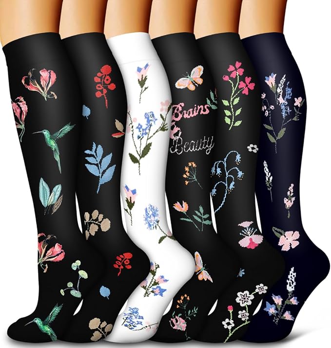 6 Pack Copper Compression Socks for Women and Men Circulation-Best Support for Medical,Running,Nursing,Athletic by Bluemaple