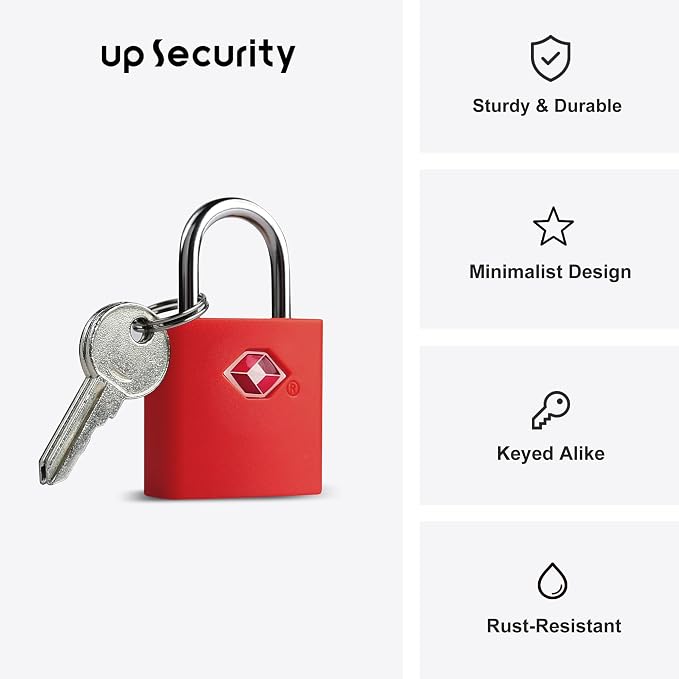 TSA Locks for Luggage with Key, Travel Luggage Locks TSA Approved 4 Pack, Small Padlock with Key, Same Keyed Mini Padlock for Suitcase, Backpack, Bag, Purse, Tent, Zipper, Tool Box (Red) - Image 2