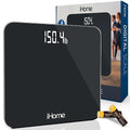 iHome Digital Scale, Bathroom Scale, Batteries Included, Scale Body Weight, Weight Scale, Bathroom Scales for Weight, Digital Scales for Body Weight (Black) by iHome