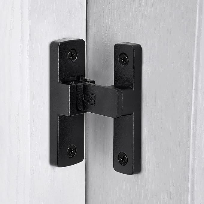 Matte Black 90 Degree Barn Door Lock ，Right Angle Door Lock Latch | Zinc Alloy Flip Gate Latches,for bedroom,garage,balcony,barn,sliding door,bathroom,window,cabinet,drawer,pet enclosures by INIRET