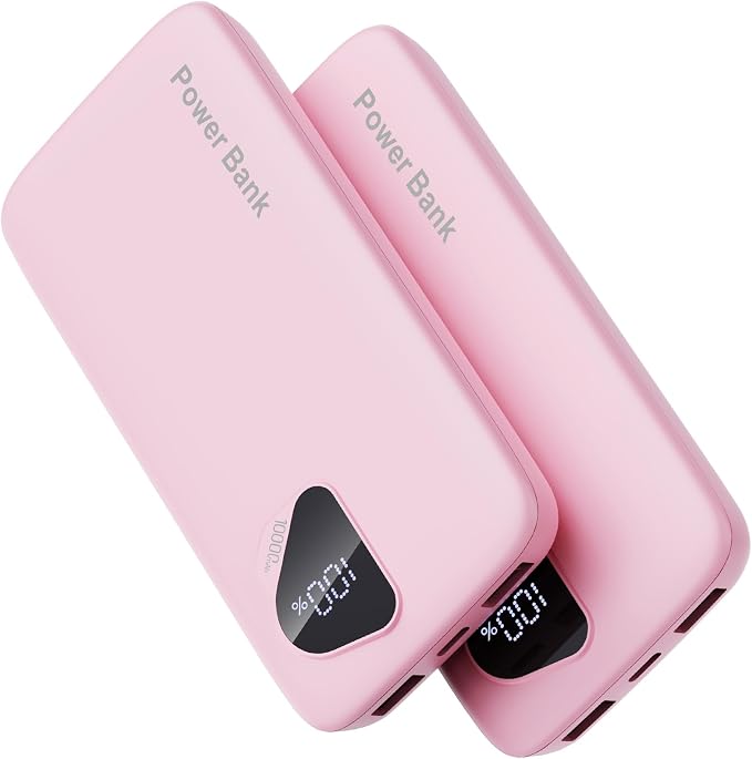 2026 2-Pack 10000mAh Portable Charger Battery Pack with Built in Cables | Travel Essential, 4 Outputs 2 Inputs Slim Power Bank for iPhone 17/16/15/14, Samsung Galaxy S23/22, Pixel etc by FancyBean