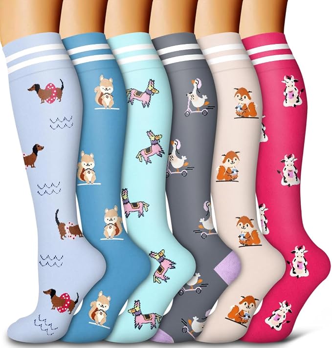 6 Pack Copper Compression Socks for Women and Men Circulation-Best Support for Medical,Running,Nursing,Athletic by Bluemaple