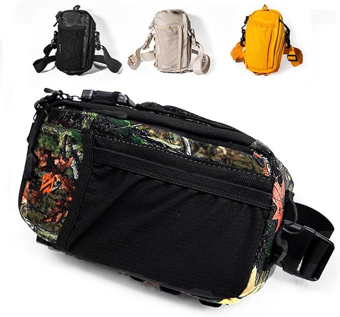 RAVERUNNER® Camo Fanny Pack – Anti Theft Crossbody Bag with 8 Pockets | Rave Fanny Pack, Festival Hip Pack, Anti Slash Sling Bag by RAVERUNNER