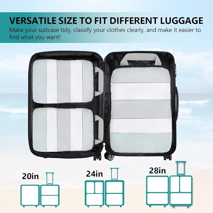 XBLGX Compression Packing Cubes, 5-Piece Set Travel Organizer Boxes, Compressible Luggage Cubes With Zipper for Women/Men - Essential Travel Accessories - Image 7