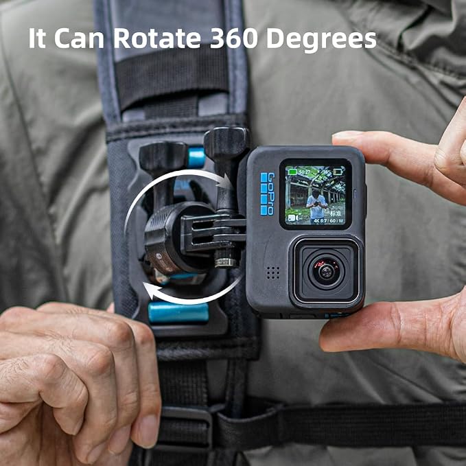 Magnetic Backpack Shoulder Strap Mount, 360° Rotatable Quick Release Backpack Mount, Bag Belt Shoulder Strap Clip Holder Compatible with GoPro Hero 13/12/11/9, DJI Action 6/5 Pro/4/3 and More - Image 2