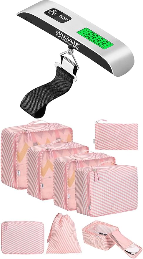 BAGAIL 8 Set Packing Cubes and Digital Luggage Scale by BAGAIL