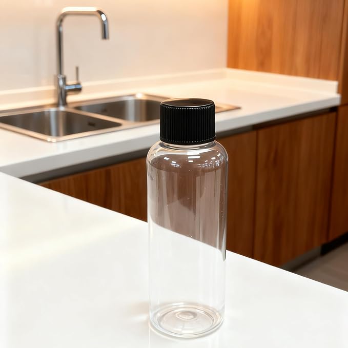 DNSEN Travel Bottles for Toiletries 3.4 oz Travel Size Mouthwash Bottles with Black Screw Cap, BPA Free Leak-Proof Portable Liquid Container 5 pack - Image 8