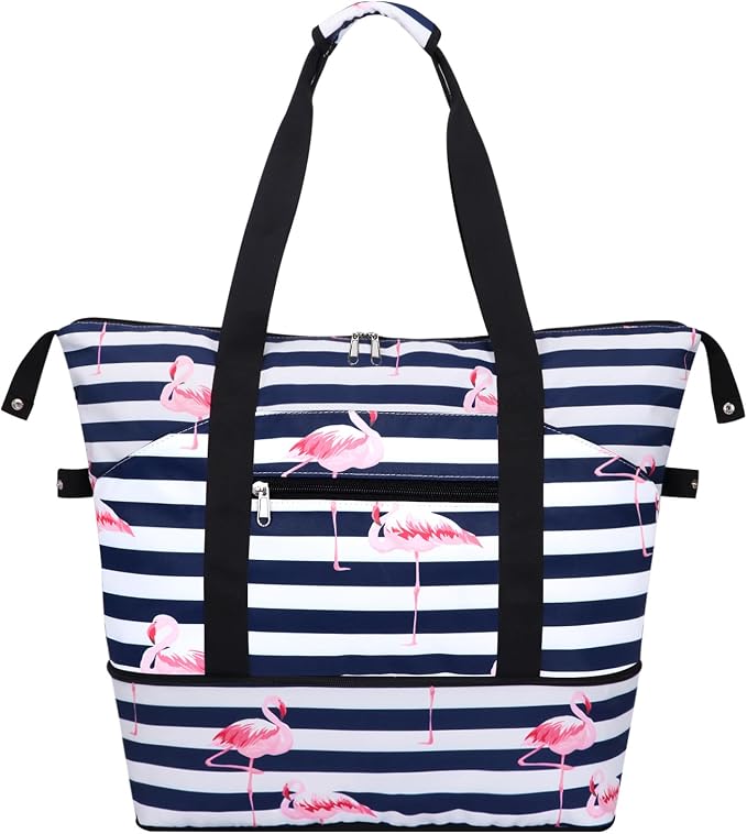 Expandable Duffel Bag for Women with Trolley Sleeve/Wet Pocket Weekender Travel Tote Large Carry On Overnight Luggage by HAWEE
