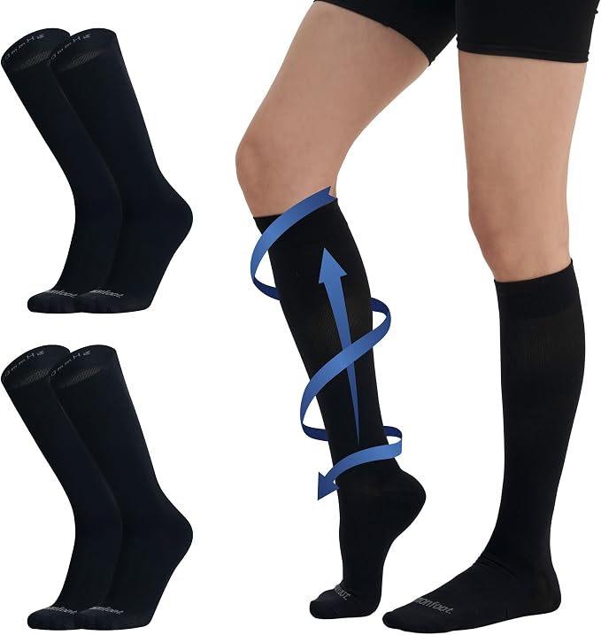 MONFOOT Men's/Women's 3Pairs Compression Socks 15-20mmHg Better Circulation | Support socks with graduated compression, a non-slip cuff, and moisture-wicking control for nurses, athletes, travelers by MONFOOT