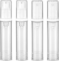 4 Pcs Empty Airless Pump Bottles, Refillable Clear Travel Pump Bottle Lotion Container Vacuum Cosmetic Container Press and Spray Pumps Bottle for DIY Foundation Essential Oils Disinfectant Spray(10ml) by Unknown