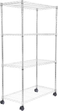 Whitmor 4 Tier Storage Shelves, Heavy Duty with Wheels, 400 lbs Capacity per Shelf, Max 1600 lbs Total, Adjustable Shelving Unit for Garage, Kitchen, Bathroom, 36" L x 18" W x 59" H, Chrome by Whitmor