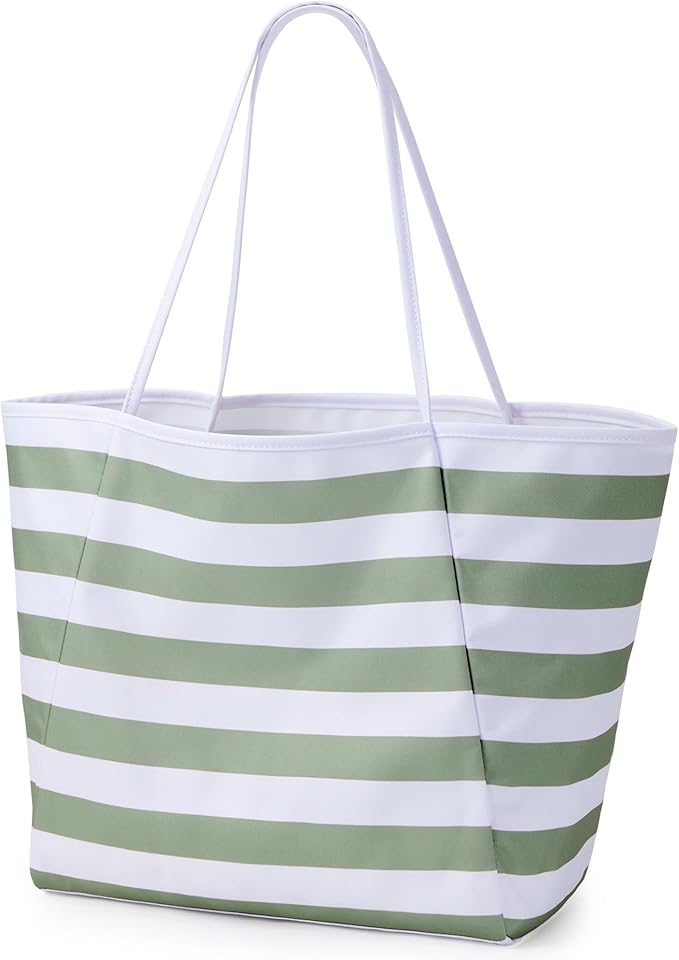 KALIDI Beach Tote Bag Women Large Waterproof Sandproof Shoulder Handbags | Foldable Grocery Bag Striped Pool Bag Lightweight Travel Purse for Picnic Travel Vacation Casual Errands Everyday Daily by KALIDIFANCYFOREST