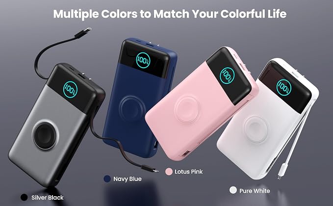 Portable Charger for iPhone with Built-in Cables and AC Wall Plug,Upgraded 40800mah Fast Charging USB C Power Bank,25W PD Travel Essentials Battery Pack for iPhone 17/16/15/14/13,Galaxy,Apple Watch - Image 6