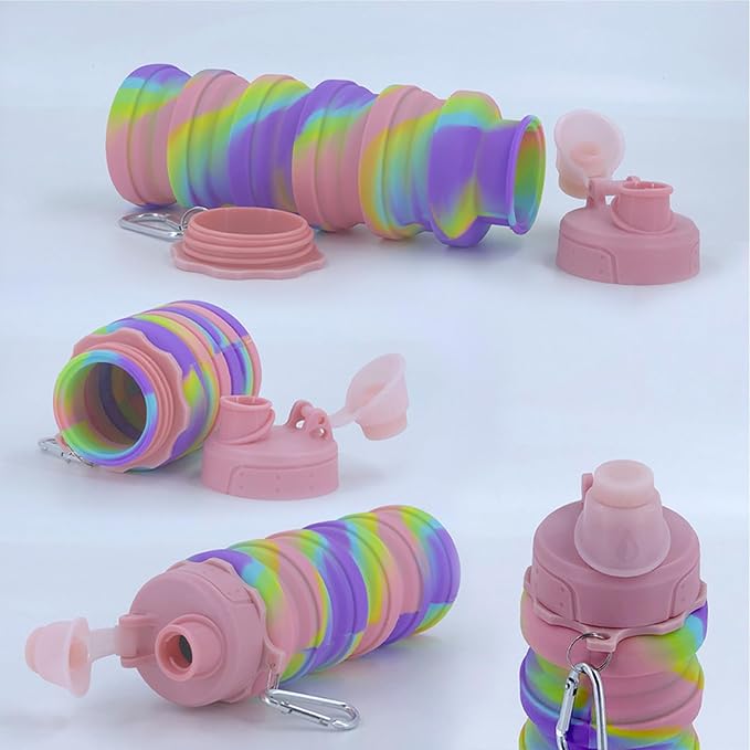 Collapsible Water Bottles Travel water bottle Sports Portable Sport Water Bottle Reusable Water Bottles comes with mountaineering Buckle 500ml silicone Water-proof camping water bottle - Image 6