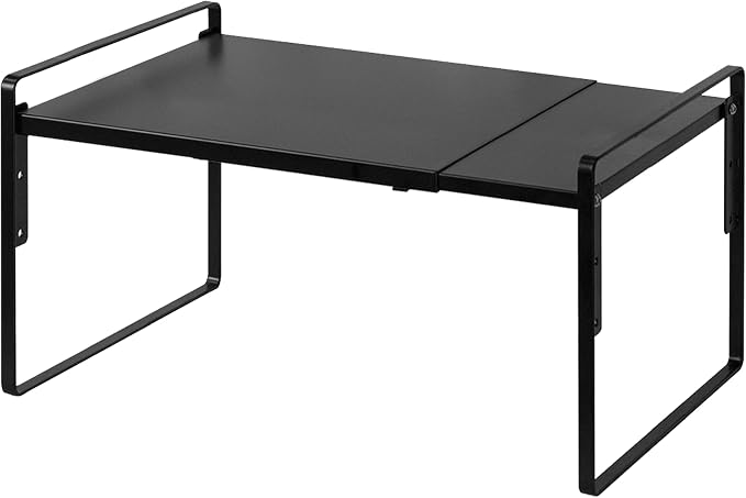 Nxconsu Cabinet Shelf Riser, Adjustable Cabinet Organizer, 10.3" Deep Black | Heavy-Duty Metal Expandable Shelf Holds 50 lb with 3 Height Levels for Kitchen Cabinet Cupboard Pantry Dish Mug by Nxconsu