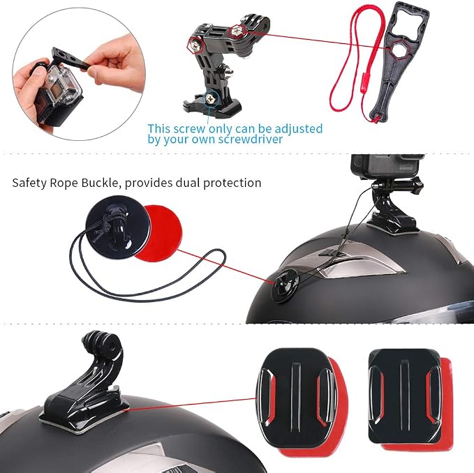 Motorcycle Helmet Chin Mount Kit Compatible with GoPro 13/12/11/10/9, DJI Action 6/5 Pro/4/3, AKASO and More Action Cameras - Image 5