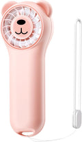 Portable Handheld Fan, Cute Bear Mini Fan with 11000 RPM High Speed, Rechargeable Personal Fan with 4 Speeds, Pocket Small Fan for Travel, Makeup, Lash, Gifts for Women Girl - Pink by Gentsvip