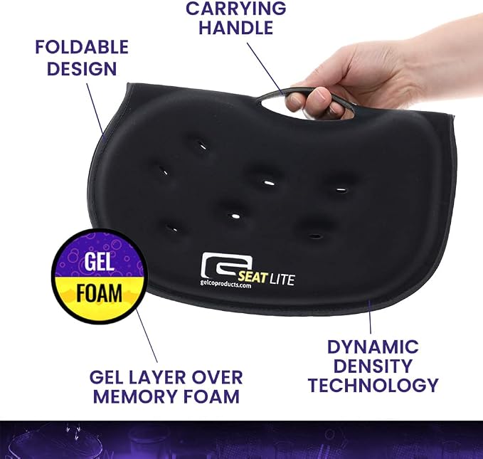 GSeat Lite Travel Gel and Foam Cushion - for Back Pain, Sciatica, Pressure Relief, and Tailbone Discomfort - Promotes Healthy Posture - Ergonomic Comfort - for Car, Commute, Airplane and Travel - Image 6