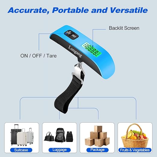 Digital Hanging Luggage Scale with Backlit for Travel, Portable Handheld Suitcase Weight Scale with Hook, 110 Pounds, Battery Included - Image 6