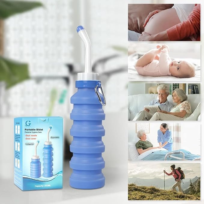 550ML Portable Foldable Bidet Bottle, Blue– Travel-Friendly, Leak-Proof, Personal Hygiene Bidet for Home, Office, Outdoor & Postpartum Care - Image 8