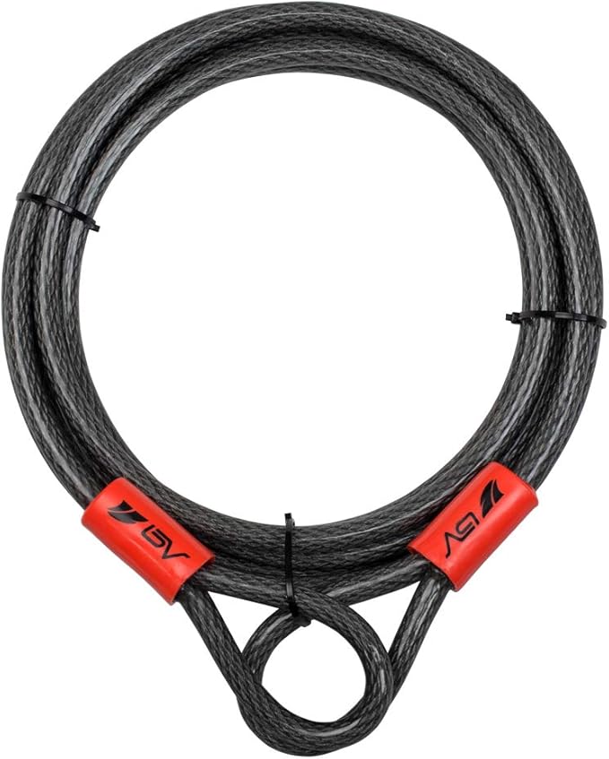 BV Heavy-Duty 15FT Security Cable with Loops - 10mm (3/8 Inch) Cut-Resistant Braided Steel Cable - Versatile & Weatherproof - Security Chain for Padlock, Chain Lock, Wire Lock by BV