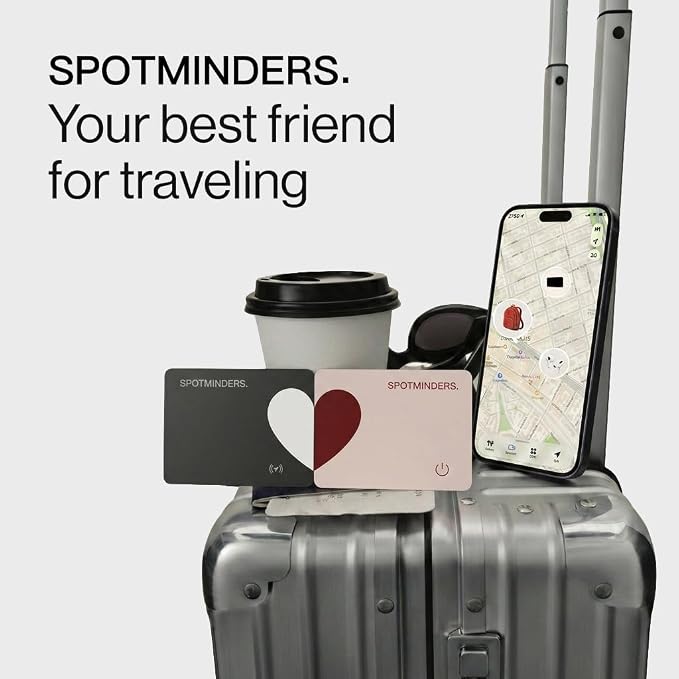 SPOTMINDERS Apple MFi Certified Wallet Tracker 2-Pack Black & Pink (iOS Only) Travel Pack for Couples 0.07in Works with Apple Find My Rechargeable Tracking Card Slim Item Finder for Luggage, Passport - Image 2