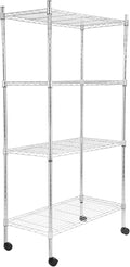 Whitmor 4 Tier Storage Shelves, Heavy Duty with Wheels, Adjustable Steel Organizer Wire Rack, 400 lbs Capacity per Shelf, Max 1600 lbs Total for Garage, Kitchen, Plant, 36" L x 14" W x 54" H, Chrome by Whitmor