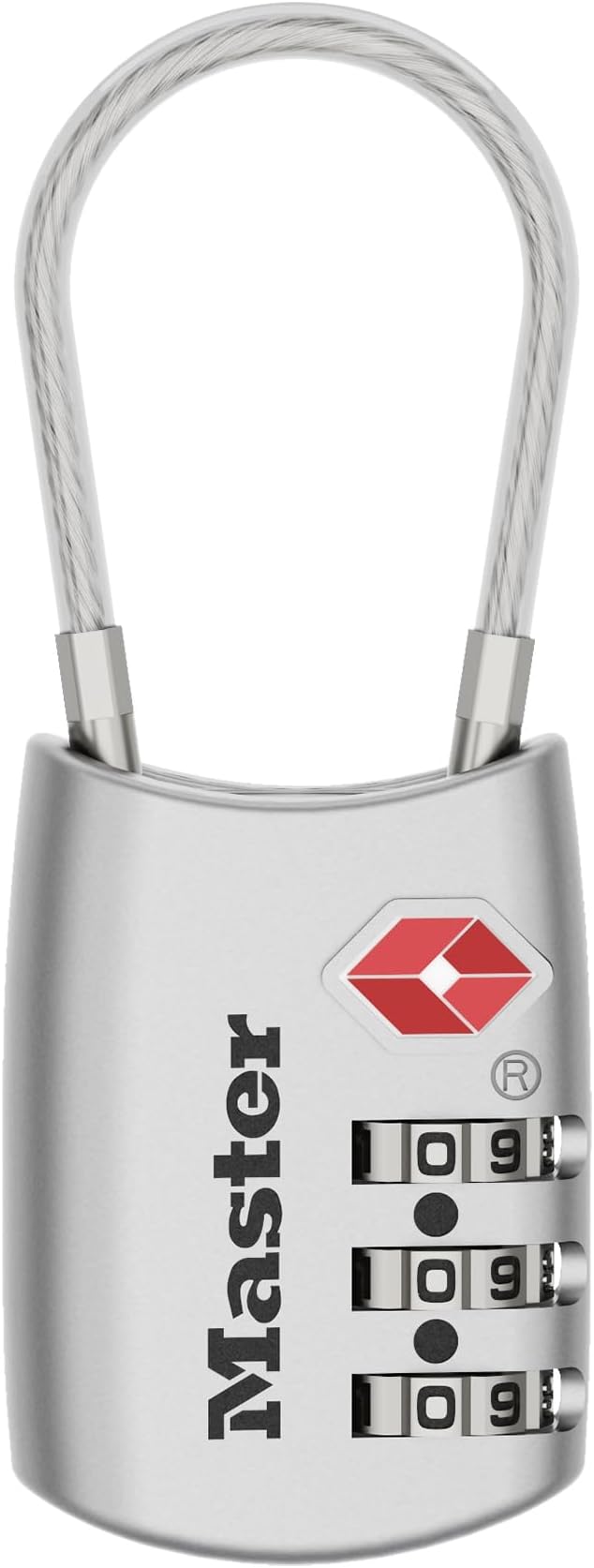 Master Lock TSA Approved Combination Luggage Lock, Silver, 4688SLVEC | TSA Accepted Set Your Own Combination Travel Lock for Suitcases, Backpacks, Airport Security, Resettable 3-Digit Lock by Unknown