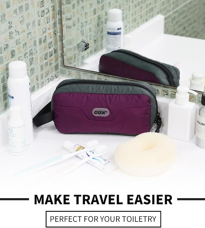 GOX Travel Small Toiletry Bag for Men Nylon Dopp Kit Medicine Bag Travel Organizer Pouch Shave Kits for Teens Toiletry Essentials Bathroom Compact Purple 7.9 * 3.7 * 2 Inches - Image 7