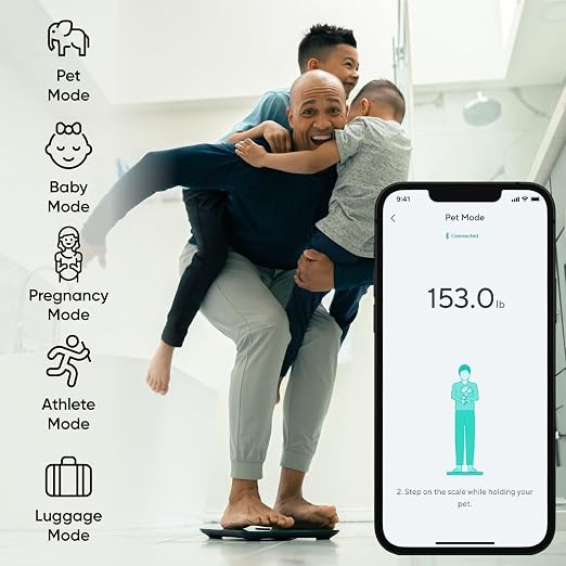 Wyze Smart Scale X Digital Bathroom Scale for Body Weight and Fat (Black) | BMI Muscle Mass Body Composition Scale, ITO Glass, Baby/Pet/Luggage Modes, Batteries Included, Syncs with Fitness Apps - Image 5